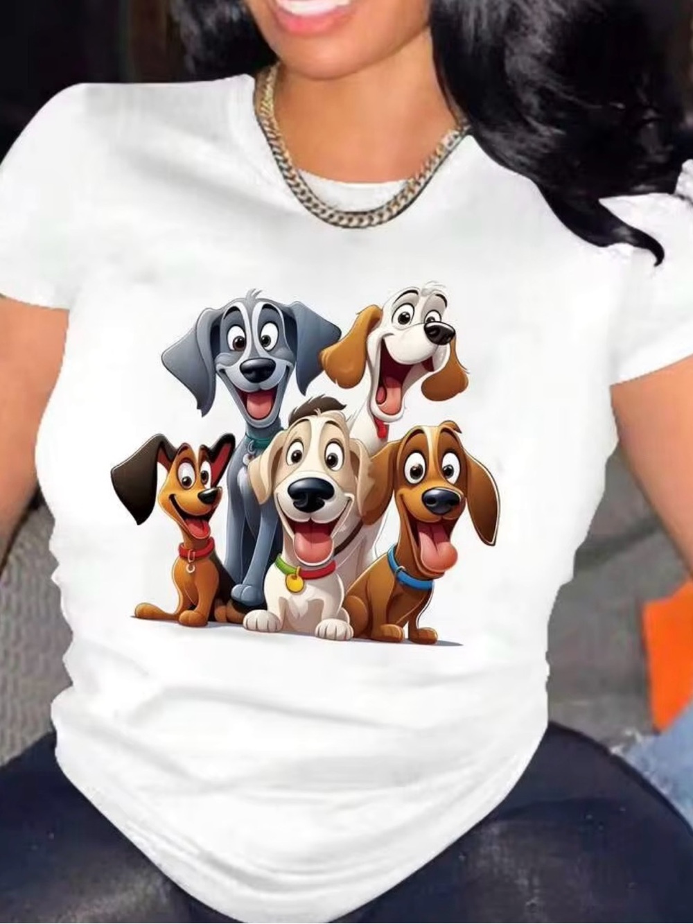 SHEIN White Cartoon Dog Graphic Tee